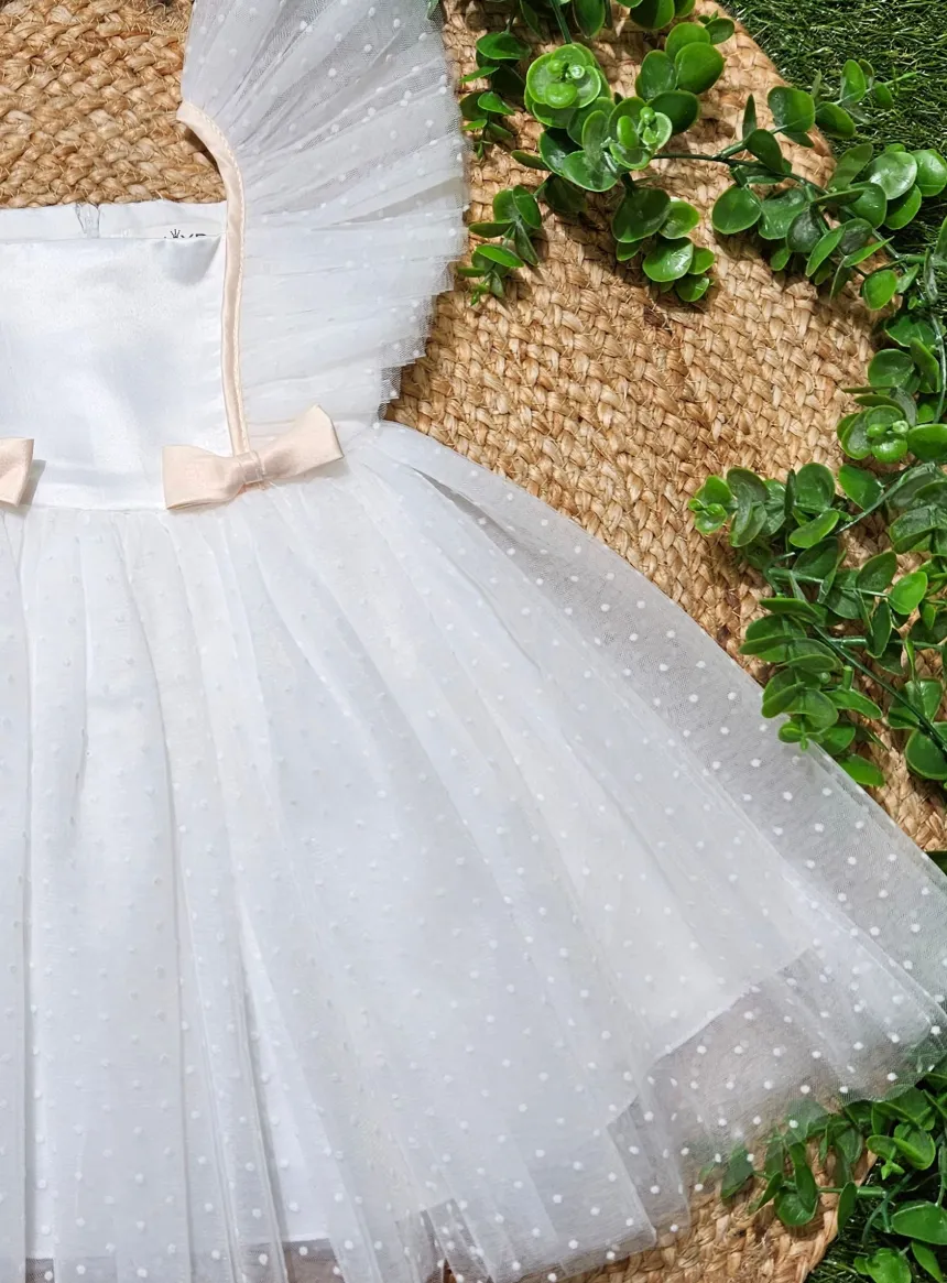 Robe de cérémonie fille ivoire en tulle