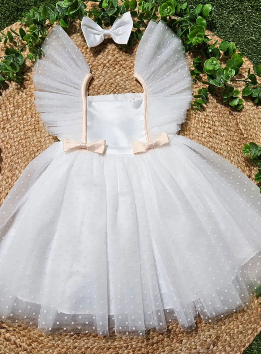 Robe de cérémonie fille ivoire en tulle