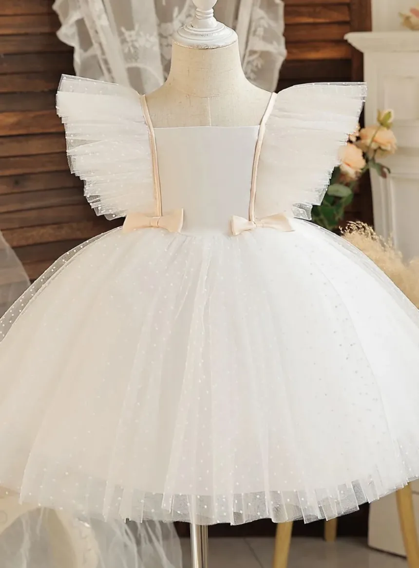 Robe de cérémonie fille ivoire en tulle