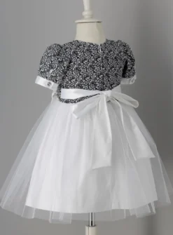 Robe de Cérémonie fille Léonie noir et blanc