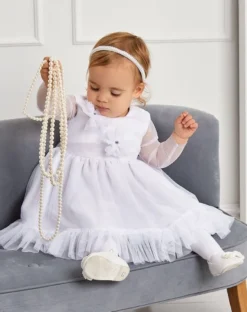 Robe de cérémonie fille manches longues mousseline extensible