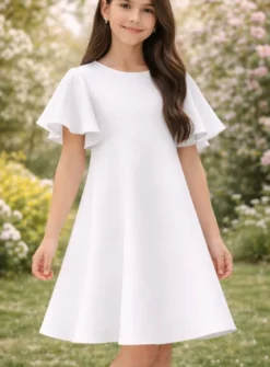 Robe de cérémonie fille manches volantes
