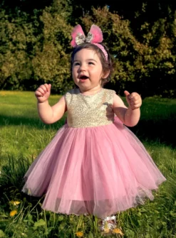 Robe de cérémonie fille rose princesse