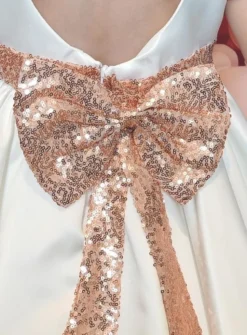 Robe de cérémonie fille satin et paillettes dos coeur