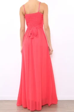 Robe de demoiselle d'honneur longue femme drapée fleur sur ceinture