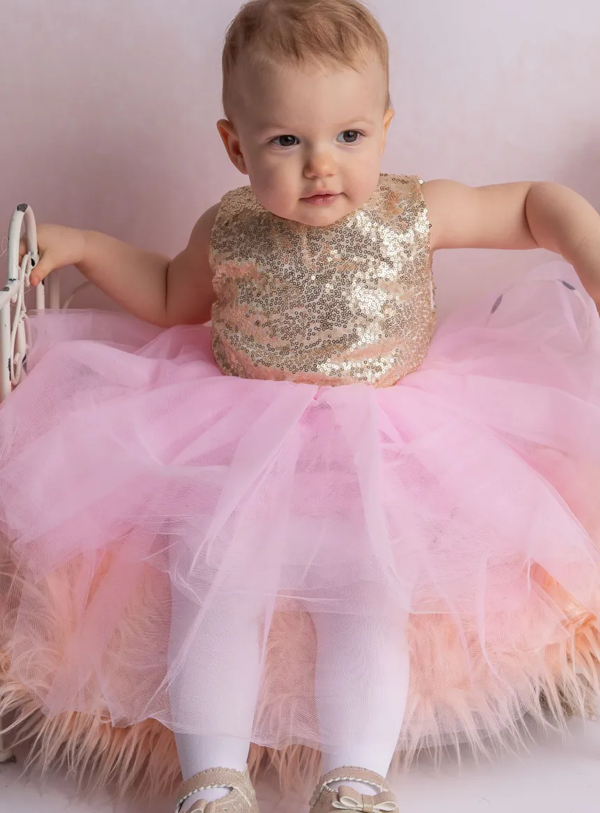 Robe de fête petite fille paillette sequin Anna