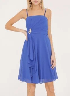 Robe demoiselle d'honneur courte femme drappée broche strass