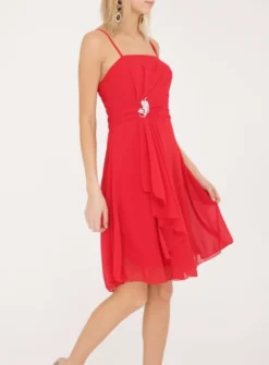 Robe demoiselle d'honneur courte femme drappée broche strass