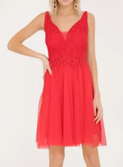 Robe demoiselle d'honneur courte femme tulle et dentelle