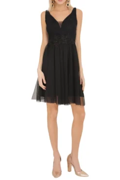 Robe demoiselle d'honneur courte femme tulle et dentelle