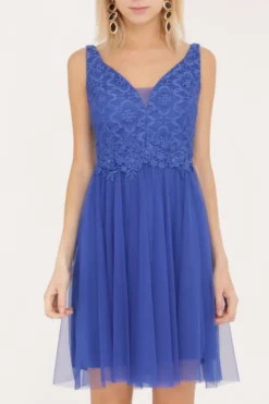 Robe demoiselle d'honneur courte femme tulle et dentelle