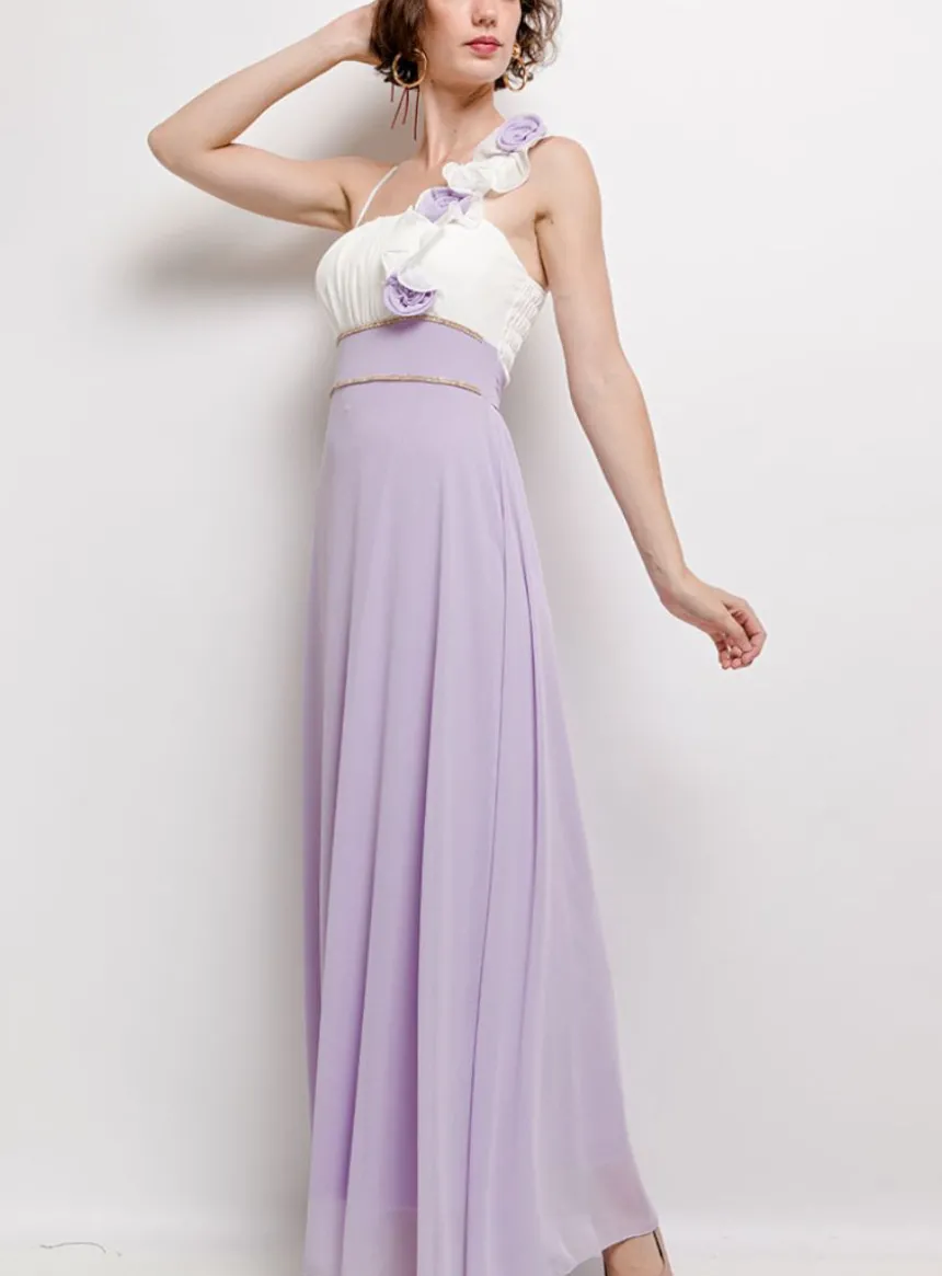 Robe demoiselle d'honneur longue femme mousseline