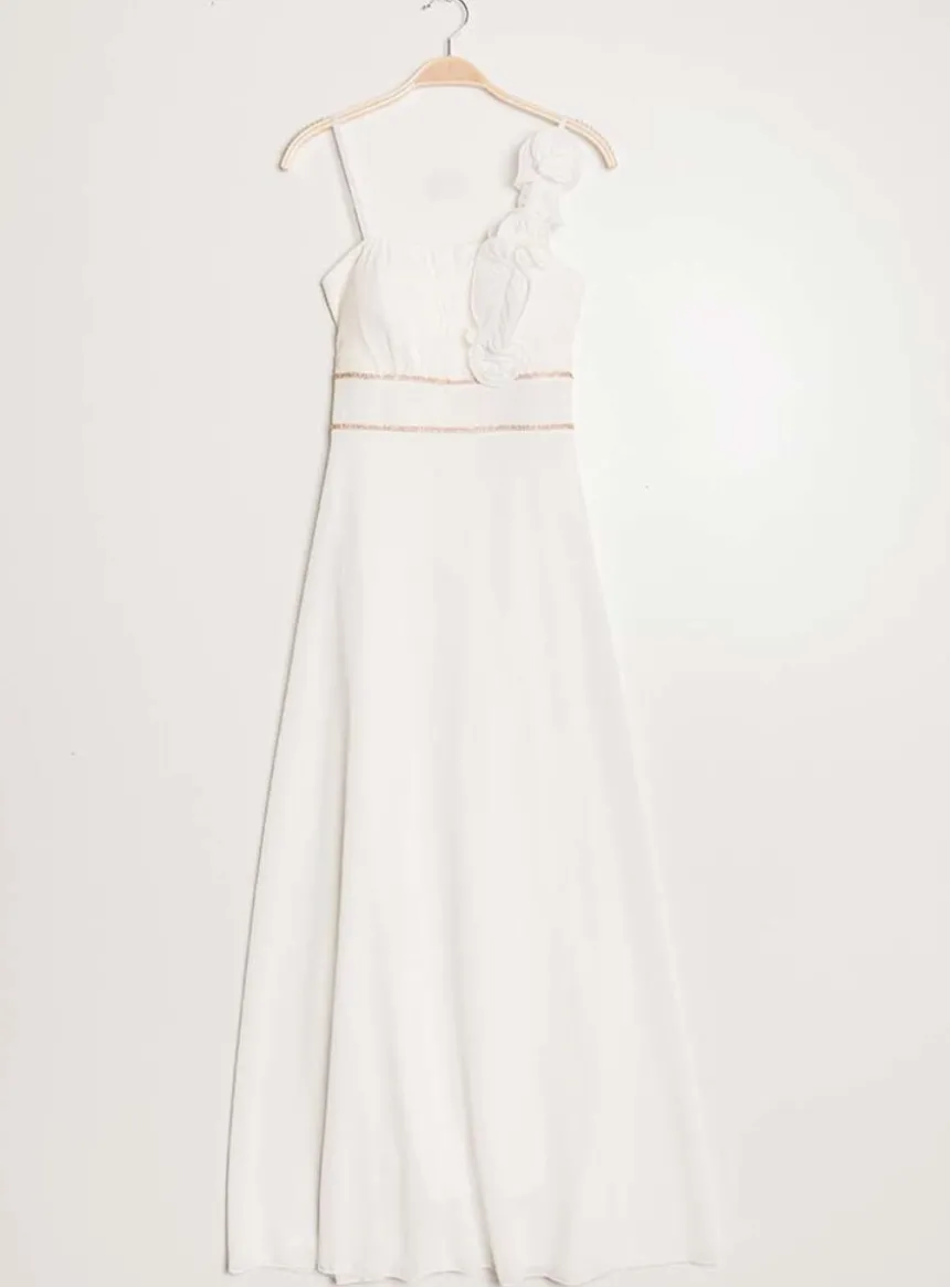 Robe demoiselle d'honneur longue femme mousseline