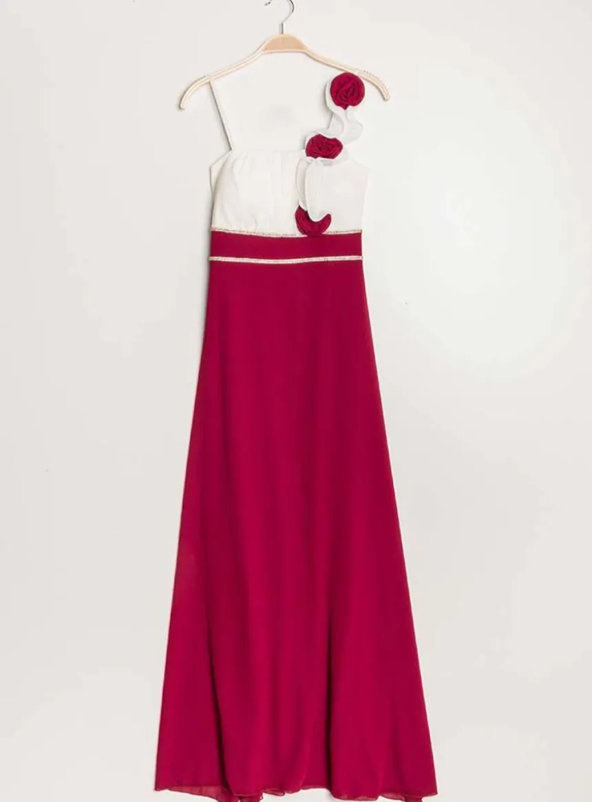 Robe demoiselle d'honneur longue femme mousseline