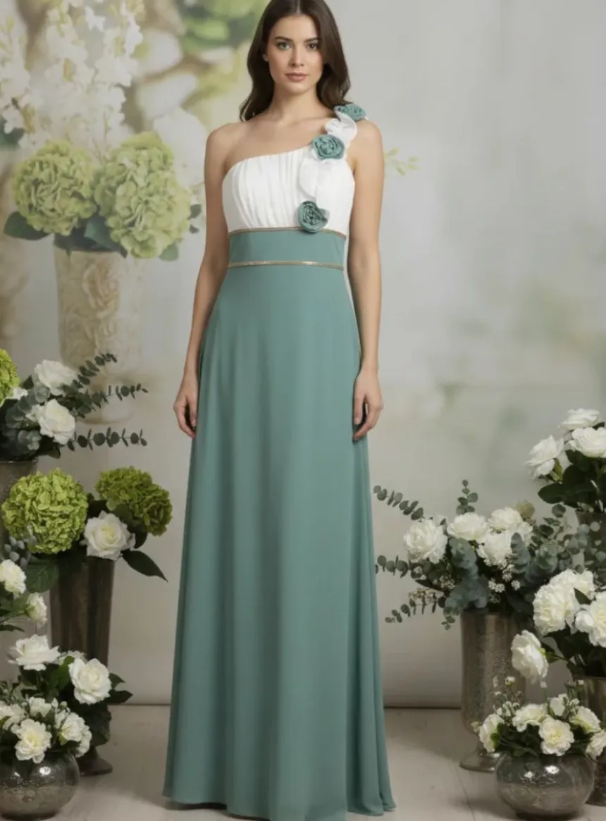 Robe demoiselle d'honneur longue femme mousseline