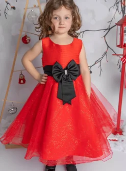 Robe de Noël / soirée fille Katia rouge et noire