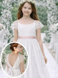 Robe dentelle blanche pour fille modèle Ilyana