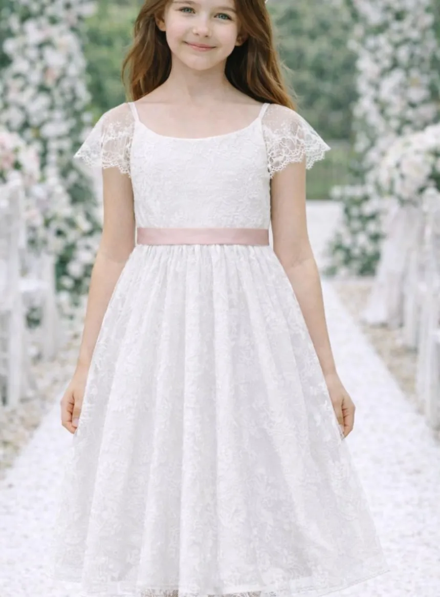Robe dentelle blanche pour fille modèle Ilyana