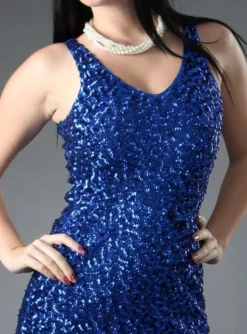 Robe de soirée courte disco femme strass et paillettes