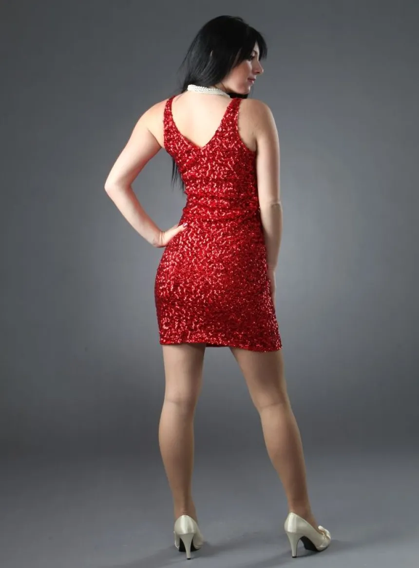 Robe de soirée courte disco femme strass et paillettes