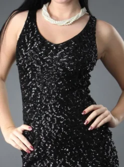 Robe de soirée courte disco femme strass et paillettes
