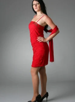Robe de soirée courte femme Elina + étole