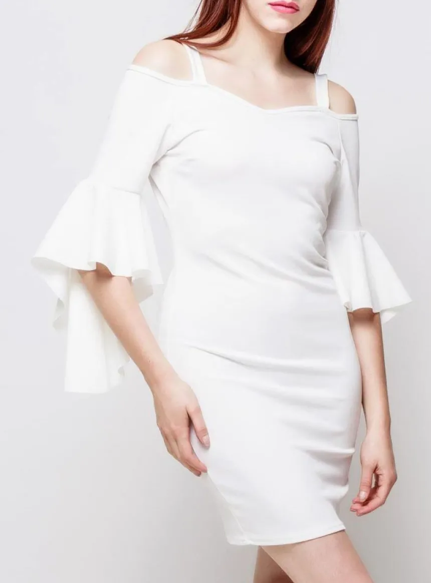 Robe de soirée courte femme Eloisa Ivoire - Ecru
