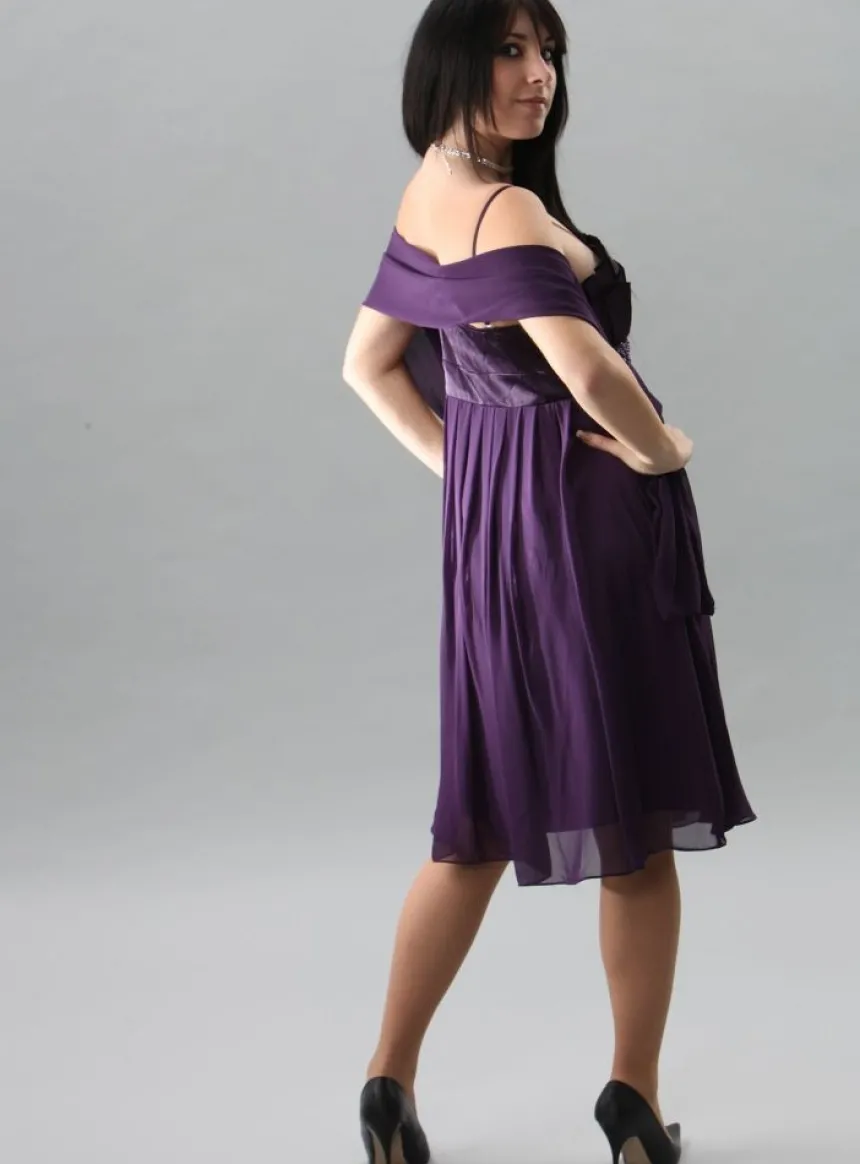 Robe de soirée courte femme Malka + étole
