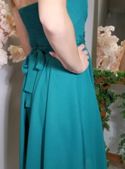 Robe de soirée courte mousseline et dentelle