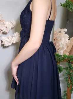 Robe de soirée courte mousseline et dentelle