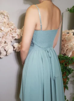 Robe de soirée courte mousseline et dentelle
