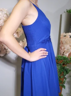 Robe de soirée courte mousseline et dentelle