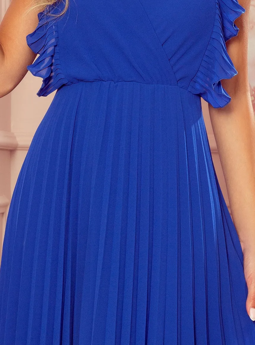 Robe de soirée longue plis fluide femme