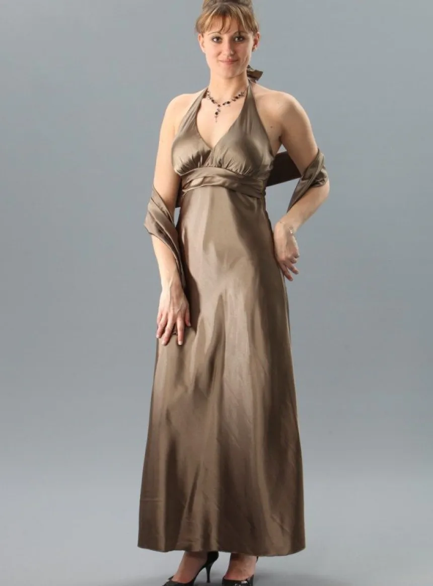 Robe de soirée longue Victoire Marron 38