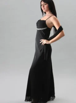 Robe de soirée longue Zoé + étole Noir 40