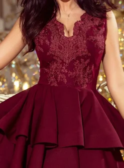 Robe de soirée volants et dentelle femme