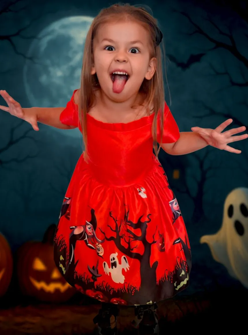 Robe enfant habillée pour halloween modèle Citrouille