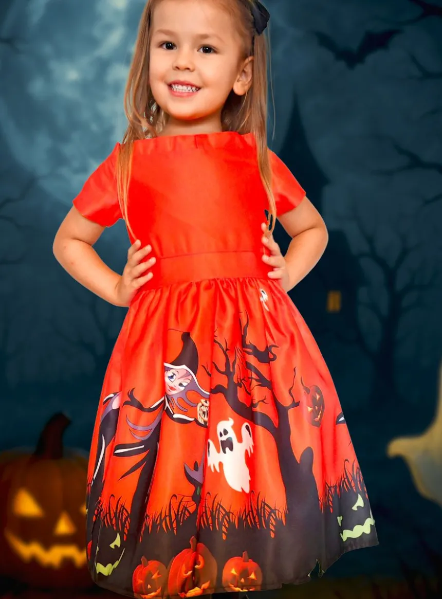 Robe enfant habillée pour halloween modèle Citrouille