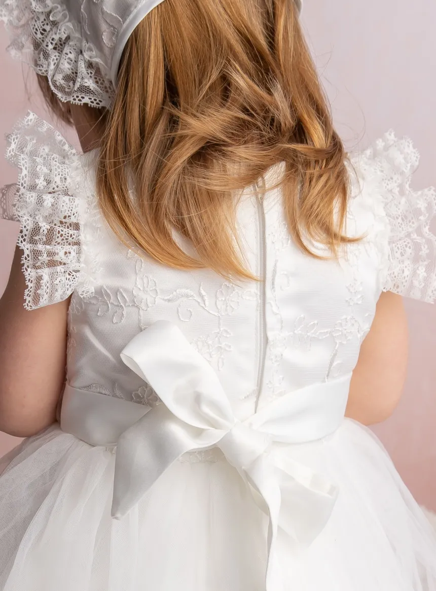 Robe et bonnet baptême dentelle Constance