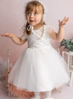 Robe et bonnet baptême dentelle Constance