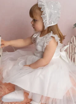 Robe et bonnet baptême dentelle Constance