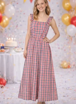 Robe femme écossais rouge