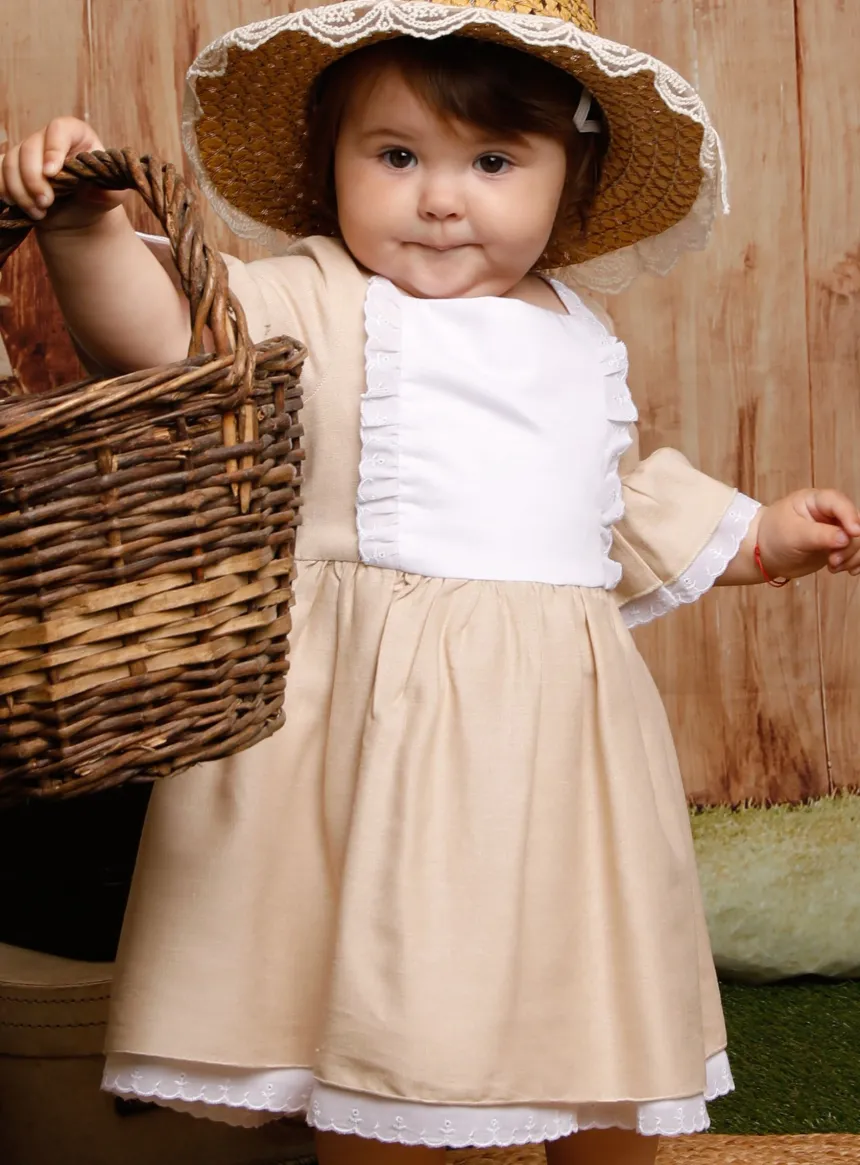 Robe fillette vintage en coton et lin Charlie