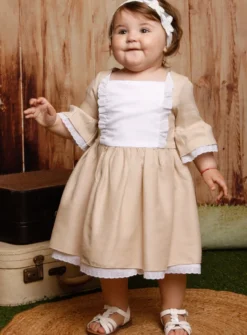 Robe fillette vintage en coton et lin Charlie
