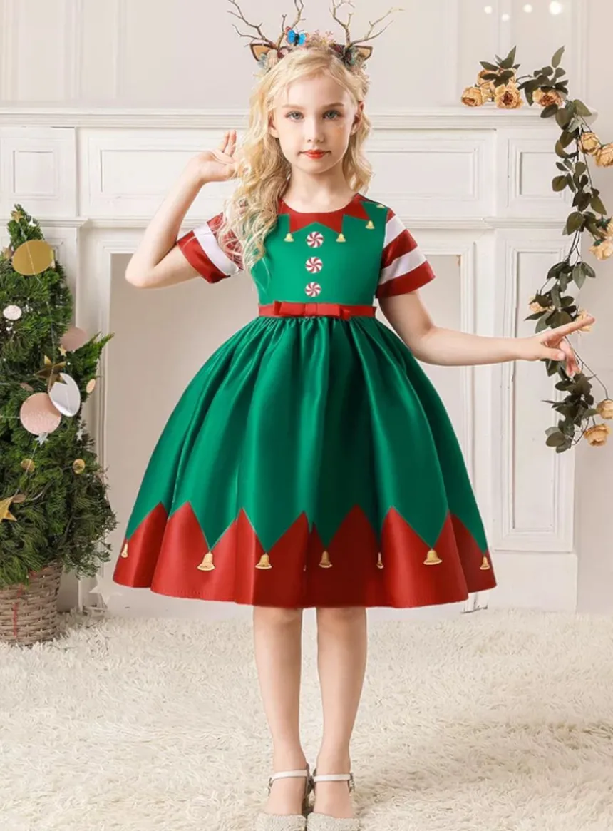 Robe lutin de Noël pour fille