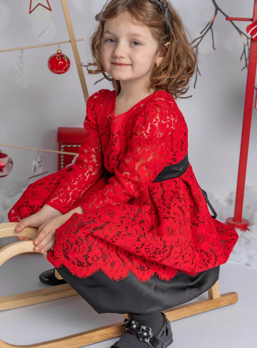 Robe Noël dentelle Fille