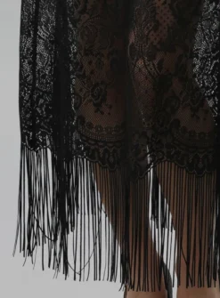 Robe soirée longue en dentelle femme Noir