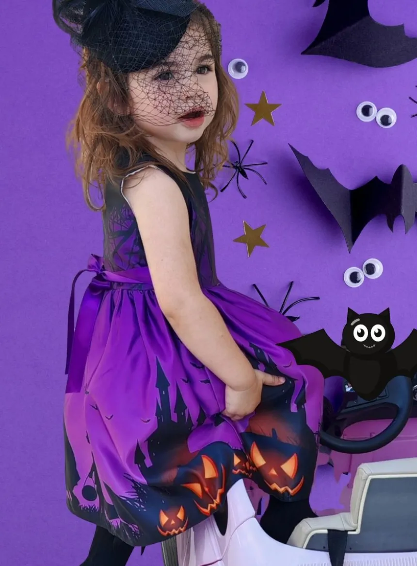 Robe tenue chic Halloween sorcière fille