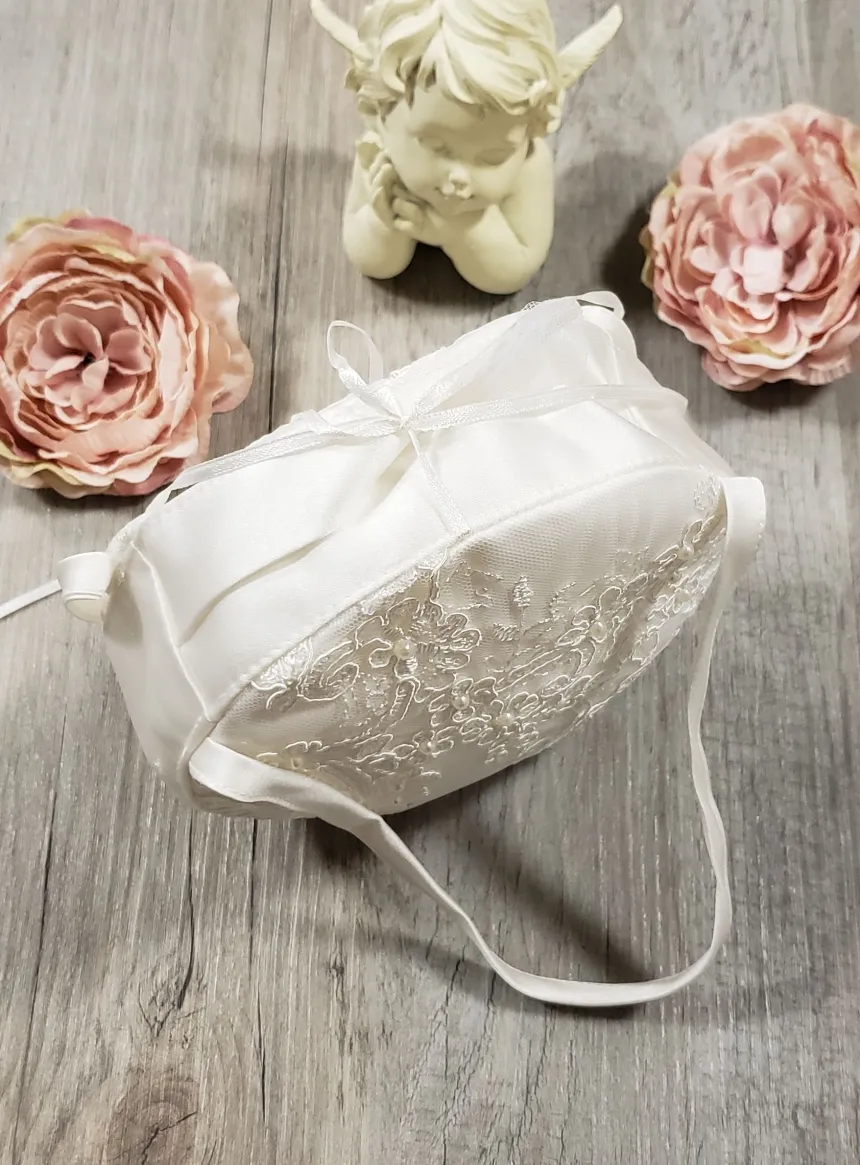 Sac besace dentelle et satin