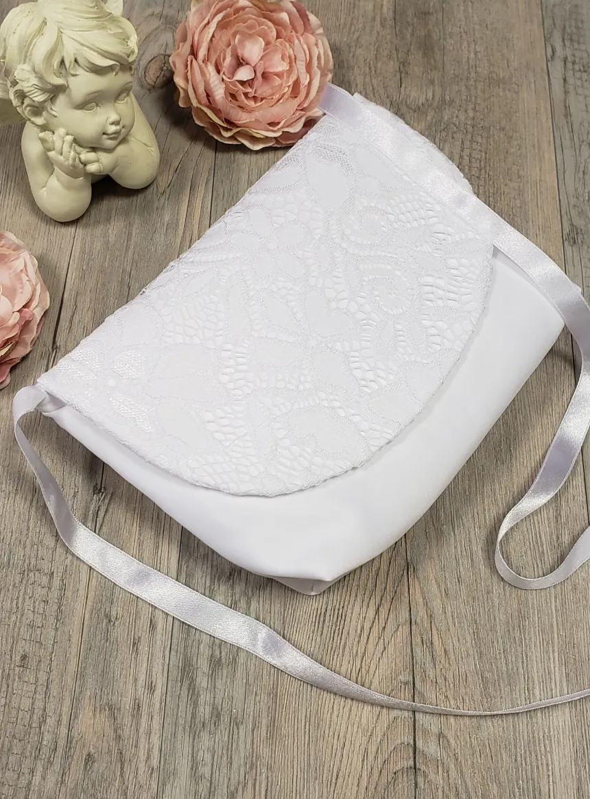 Sac de communion dessus dentelle Blanc